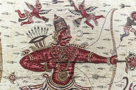 Ceremonial cloth with scenes from Ramayana, traded to Indonesia. Late 18th century A.D.